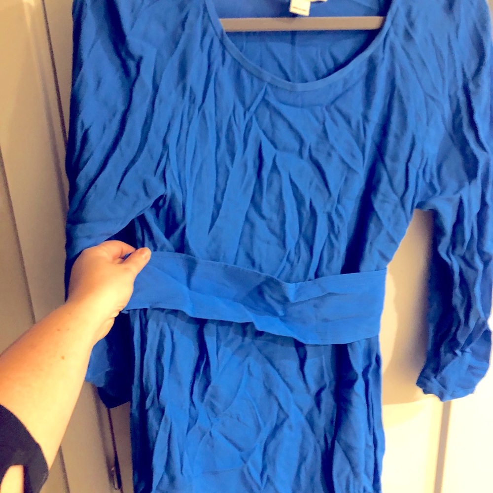 DVF Blue 3/4 sleeve tunic dress with belt